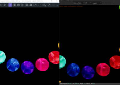 On the left, exported refraction pass not matching the IPR