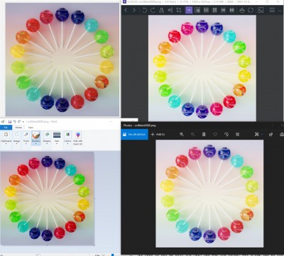 All are the same image opened via different softwares
