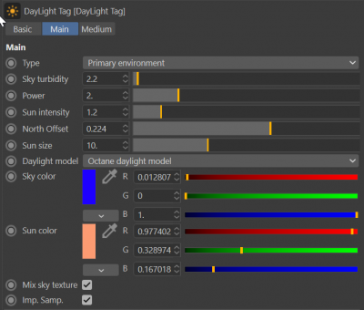 Daylight settings