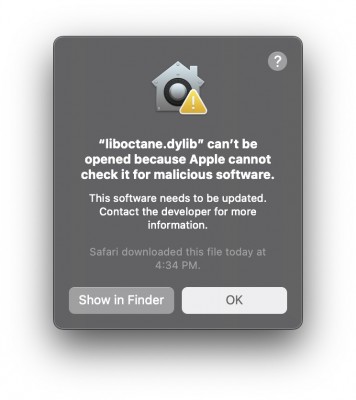 dylib error dialogue as referenced