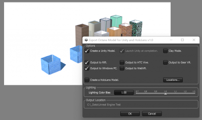 Lua UI for generating various VR formats via obj/fb and Unity.