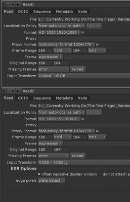 Nuke PNG and EXR import settings