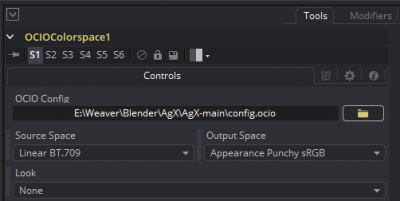 Fusion OCIO config settings