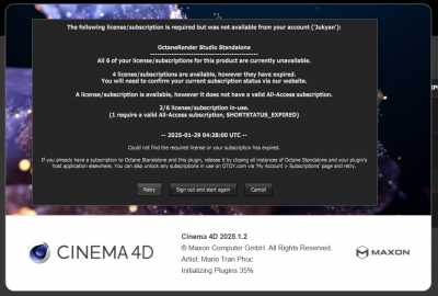 octane c4d render client license problem.png