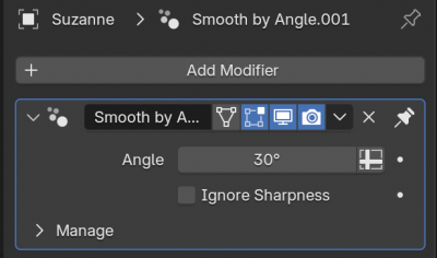Smooth by angle modifier